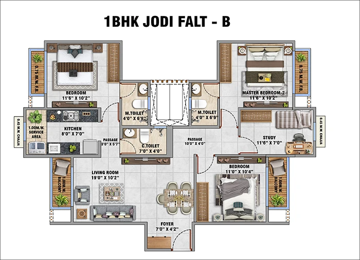 Kohinoor Anaya Vitthalwadi 2 BHK Majestic Plan 1