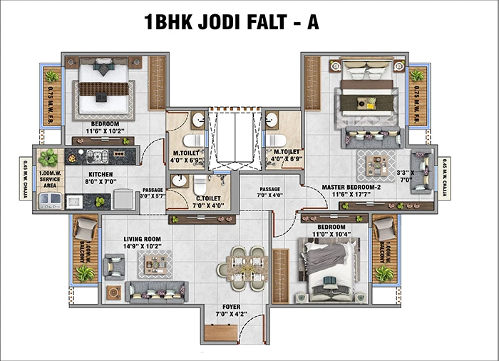 Kohinoor Anaya Vitthalwadi 2 BHK Majestic Plan 2